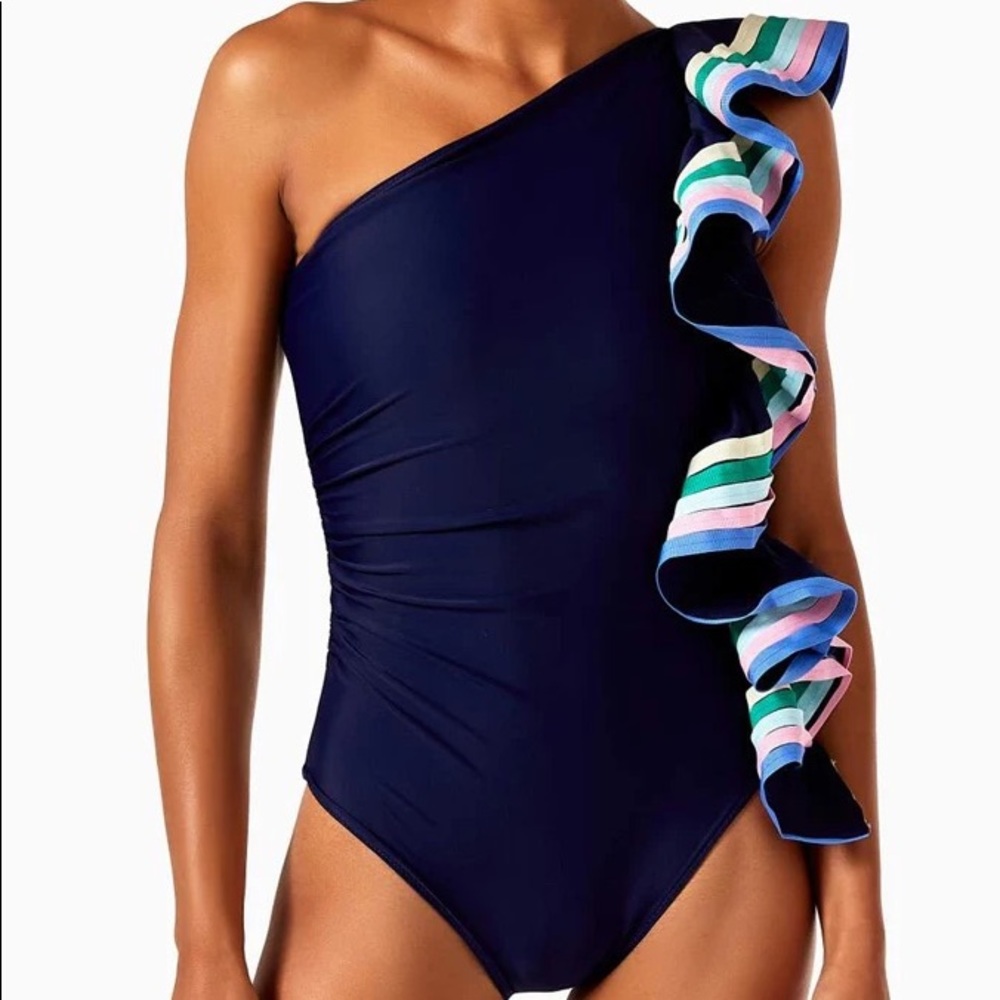 NWT One shoulder ruffle one piece swimsuit